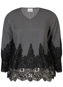 Zhenzi black lace trimmed top