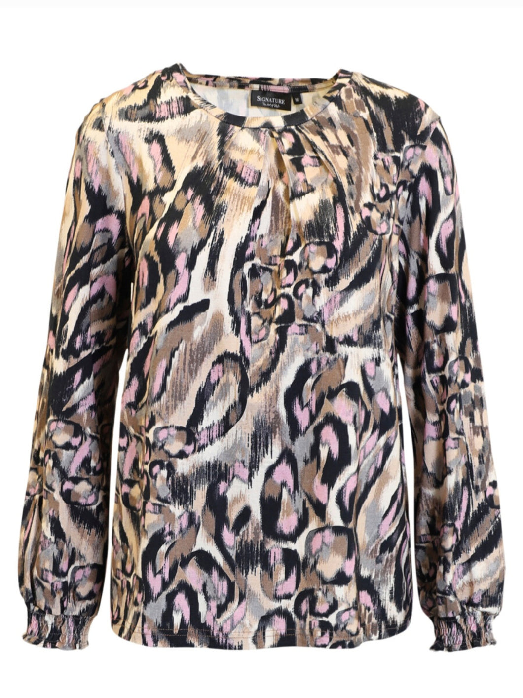 Signature pink & earth abstract top