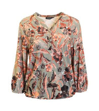 Load image into Gallery viewer, Signature V Neck khaki floral print top
