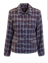 Load image into Gallery viewer, Signature Navy tweed checked effect Jacket
