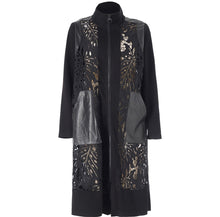 Cargar imagen en el visor de la galería, Studio Amaris long lace coat with faux leather trims
