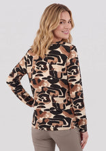 Charger l'image dans la galerie, Signature abstract print with beige, brown and black shades tops
