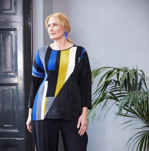 Ora Crinkle colour block top