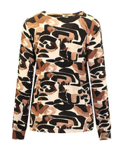 Charger l'image dans la galerie, Signature abstract print with beige, brown and black shades tops
