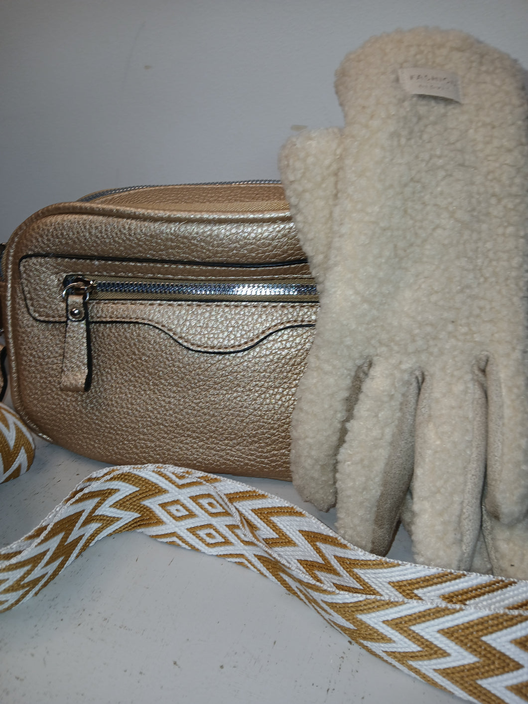Classic Crossover bag with Teddy bear Gloves Bundles