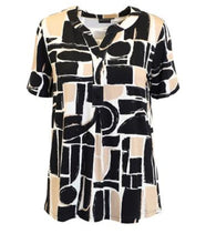 Load image into Gallery viewer, Brandtex Beige &amp; Black abstract print top
