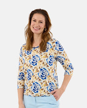 Lade das Bild in den Galerie-Viewer, Signature blue abstract pattern print top
