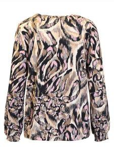 Signature pink & earth abstract top