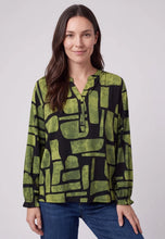 Cargar imagen en el visor de la galería, Signature Green&amp; Black graphic pattern top
