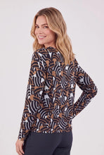Load image into Gallery viewer, Signature blue &amp; Black Graphic print pattern top
