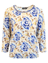 Lade das Bild in den Galerie-Viewer, Signature blue abstract pattern print top
