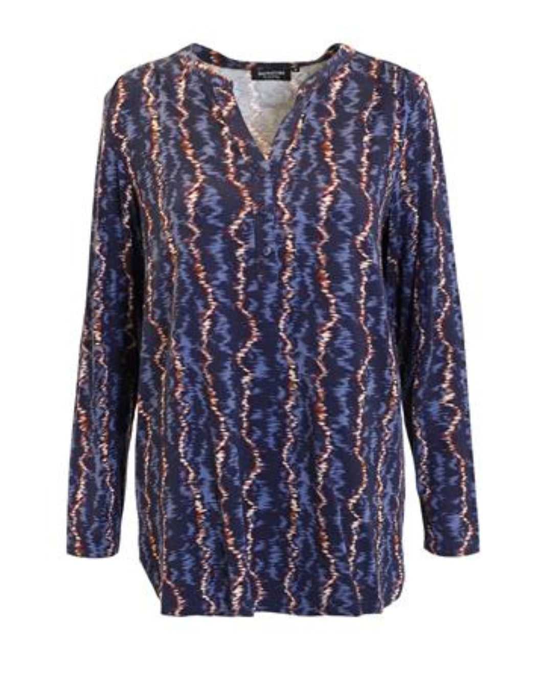 Signature V neck blue & brown top