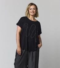 Load image into Gallery viewer, Gozzip black abstract beaded top
