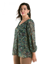 Load image into Gallery viewer, SPG green abstract print top
