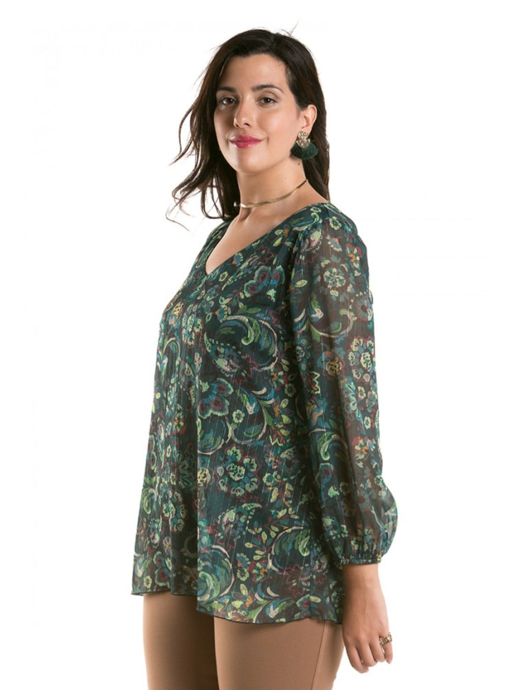 SPG green abstract print top
