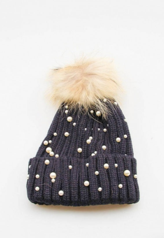 Pearl knit bobble hats
