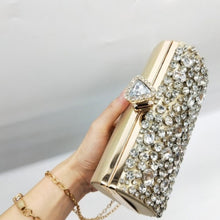 Load image into Gallery viewer, Gold Rhinestone Clutch evening bag
