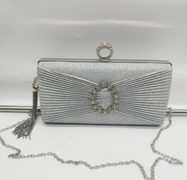 Silver 1920's inspired ring Clutch bag