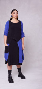 Ora Knit Black and Royal Blue Dress