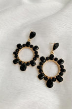 Load image into Gallery viewer, Large circle gem statement earrings
