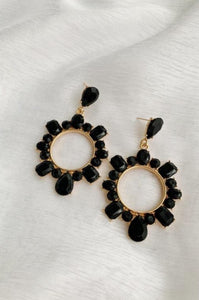 Large circle gem statement earrings