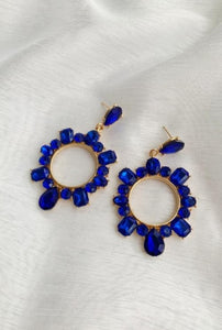Large circle gem statement earrings