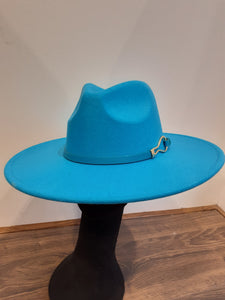 Fedora hats with gold buckle