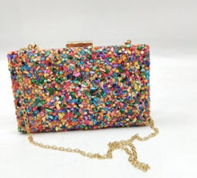 Load image into Gallery viewer, Rhinestone Multi coloured Clutch bags
