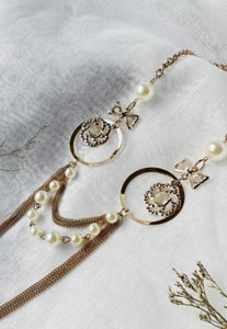 Designer inspired gold & pearl long Necklace