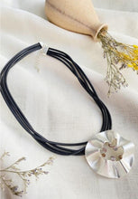 Load image into Gallery viewer, Short leather and metal abstract Necklace
