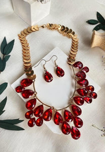 Pear shape gem  Necklace and earrings sets