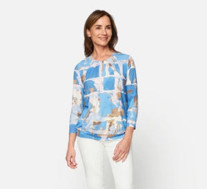 Signature blue Abstract pattern print top