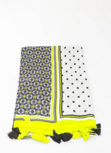 Patterned print scarves with tassels
